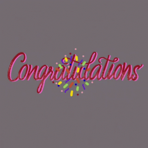 The Word Congratulations Is Surrounded By Colorful Confetti On A Gray Background GIF