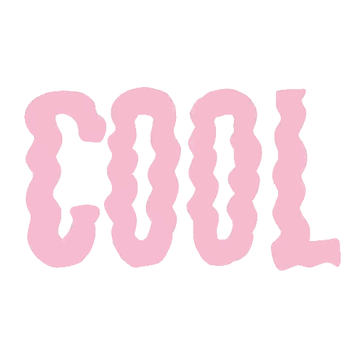 The Word Cool Is Written In Pink Letters Sticker