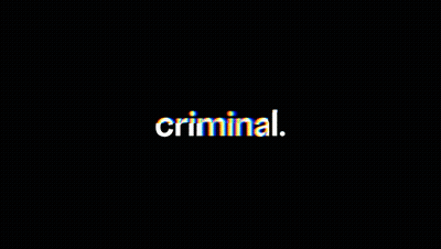 The Word Criminal Is On A Black Background With A Glitch Effect GIF