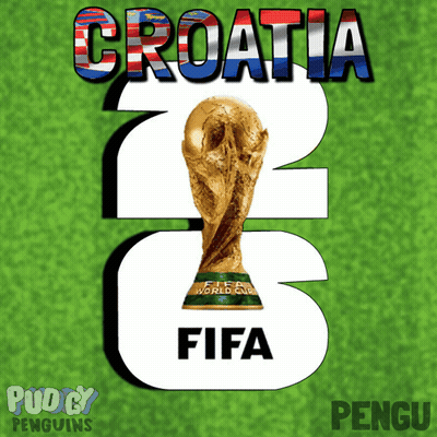 The Word Croatia Is On A Green Background With A Trophy GIF