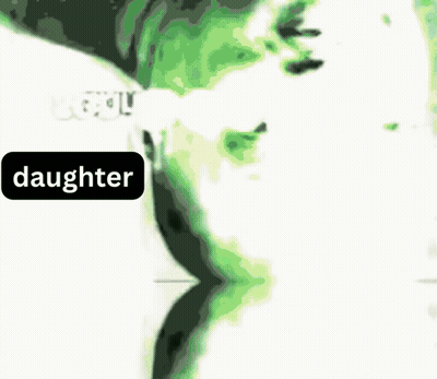 The Word Daughter Is On A White Background With A Green Background GIF