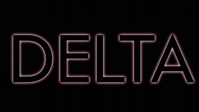 The Word Delta Is Glowing In The Dark With A Purple Background GIF