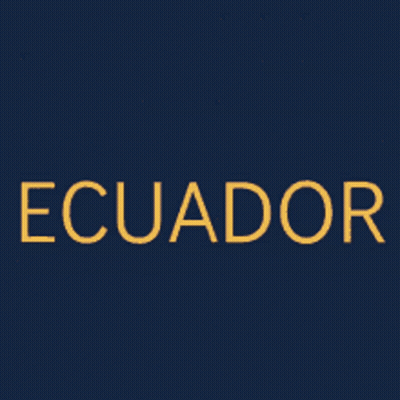 The Word Ecuador Is Displayed On A Blue Background GIF