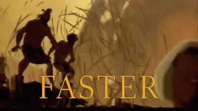 The Word Faster Is On A Screen With A Group Of People GIF