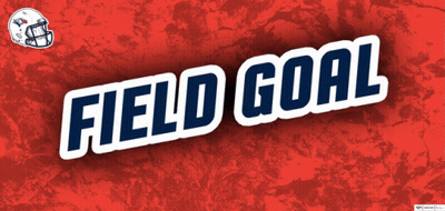 The Word Field Goal Is On A Red Background With A Football Helmet GIF
