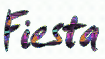 The Word Fiesta Is Written In A Multicolored Font GIF