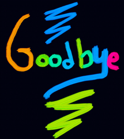 The Word Goodbye Is Written In Neon Colors GIF