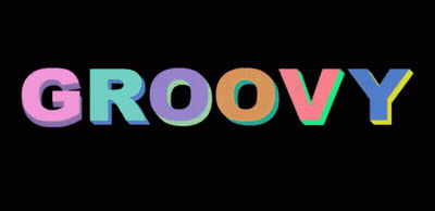 The Word Groovy Is Written In Colorful Letters Against A Black Background GIF