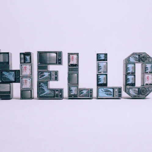 The Word Hello Made Out Of Old Televisions GIF