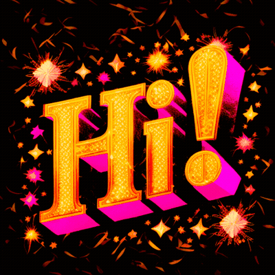 The Word Hi That Is Surrounded By Fireworks GIF