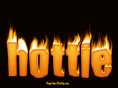 The Word Hottie Is Surrounded By Flames On A Dark Background GIF