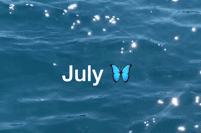 The Word July Is On A Blue Background GIF