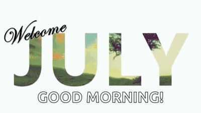 The Word July Is Surrounded By Fireworks And Says Welcome July Good Morning GIF