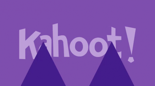 The Word Kahoot Is On A Purple Background With Two Triangles GIF