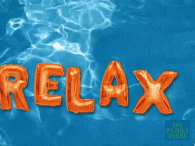The Word Lax Is Written In Orange Balloons In A Swimming Pool GIF