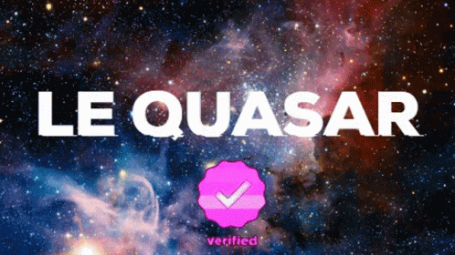 The Word Le Quasar Is On A Purple Background GIF