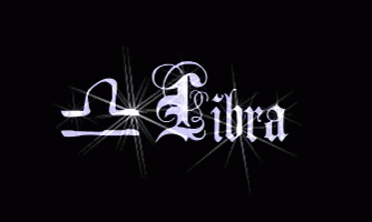 The Word Libra Is On A Black Background With Sparks GIF