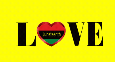 The Word Love Is On A Yellow Background With A Heart In The Middle GIF