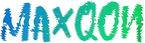 The Word Maxcom Is Written In Blue And Green Letters Sticker