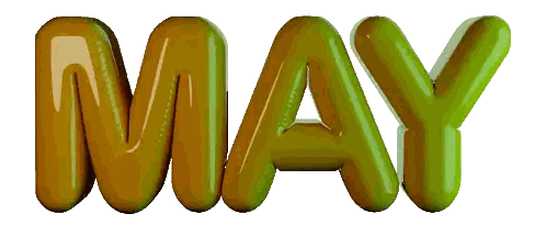 The Word May Is Written In Yellow And Green Balloons Sticker