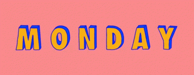 The Word Monday Is Written In Green And Blue On A Pink Background . GIF