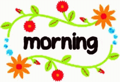 The Word Morning Is Surrounded By Flowers And Greenery GIF