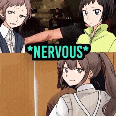 The Word Nervous That Is On A Picture Of A Girl GIF
