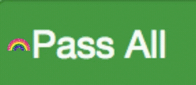 The Word Pass All Is On A Green Background With A Rainbow . GIF