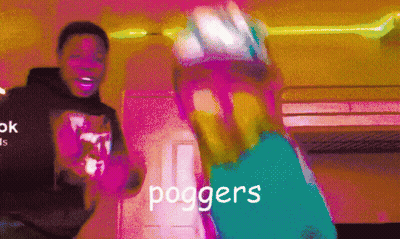 The Word Poggers That Is On A Purple And Yellow Background GIF