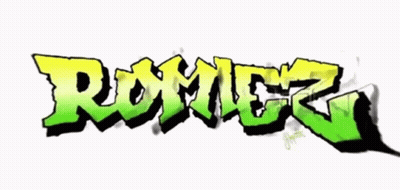 The Word Romer Is Written In Green And Yellow GIF