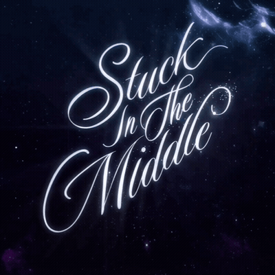 The Word Stuck In The Middle Is Written In White On A Dark Background GIF