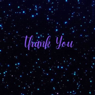 The Word Thank You Is Written In Purple On A Dark Blue Background GIF