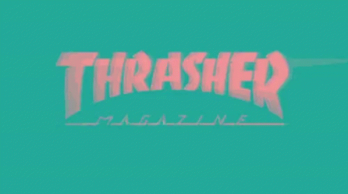 The Word Thrasher Is Displayed On A Colorful Screen GIF