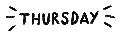 The Word Thursday Is Written In Black Letters On A White Background . Sticker