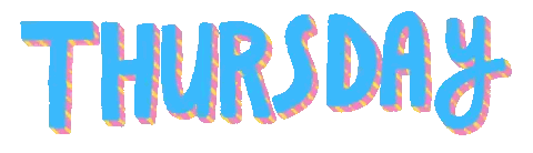 The Word Thursday Is Written In Blue And Yellow Letters Sticker