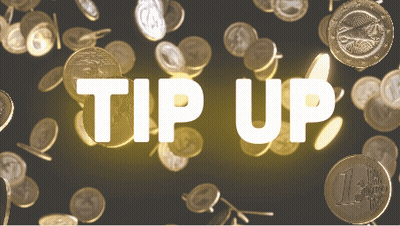 The Word Tip Up Is Surrounded By Gold Coins On A Black Background GIF