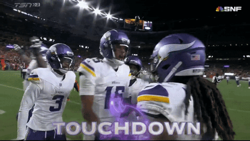 The Word Touchdown That Is On A Football Player GIF