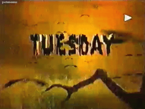 The Word Tuesday Is Displayed On A Yellow Background GIF