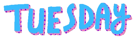 The Word Tuesday Is In Blue And Pink Letters Sticker