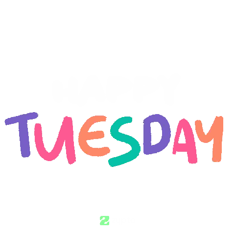 The Word Tuesday Is Written In A Variety Of Colors Sticker