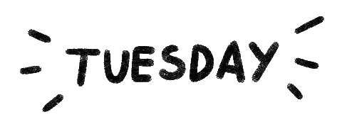 The Word Tuesday Is Written In Black Chalk On A White Background . Sticker