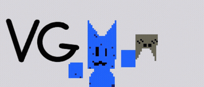 The Word Vg Is On A White Background With A Blue Bunny GIF