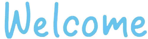 The Word Welcome Is Written In Light Blue Letters Sticker