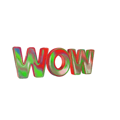 The Word Wow Is Written In A Colorful Font On A White Background Sticker