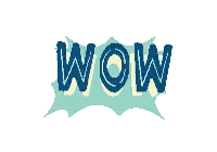 The Word Wow Is Written In Blue Letters Sticker
