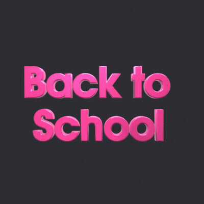 The Words Back To School Are Written In Pink Letters GIF