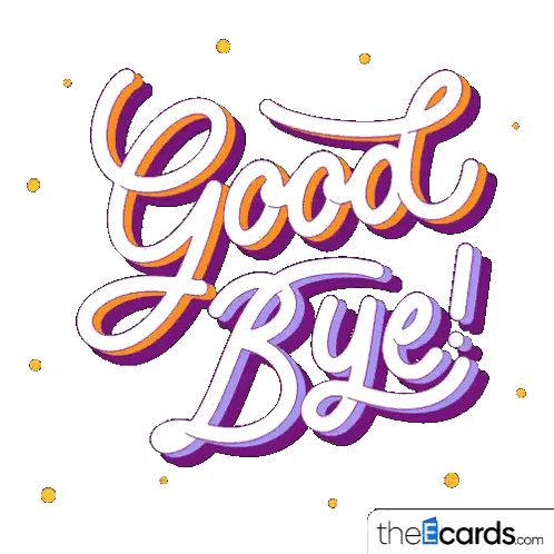 The Words Good Bye Are Written In Purple And Yellow GIF