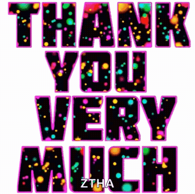 The Words Thank You Very Much Are Surrounded By Colorful Dots . GIF