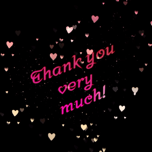 The Words Thank You Very Much Are Surrounded By Hearts GIF