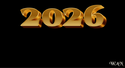 The Year 2026 Is Displayed In Gold Letters GIF